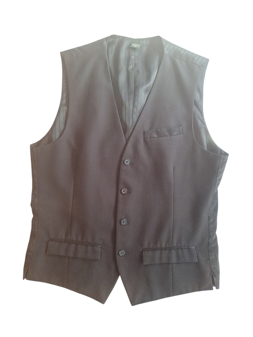 Guess Black Men's Dress Vest with Subtle Stripe Lining